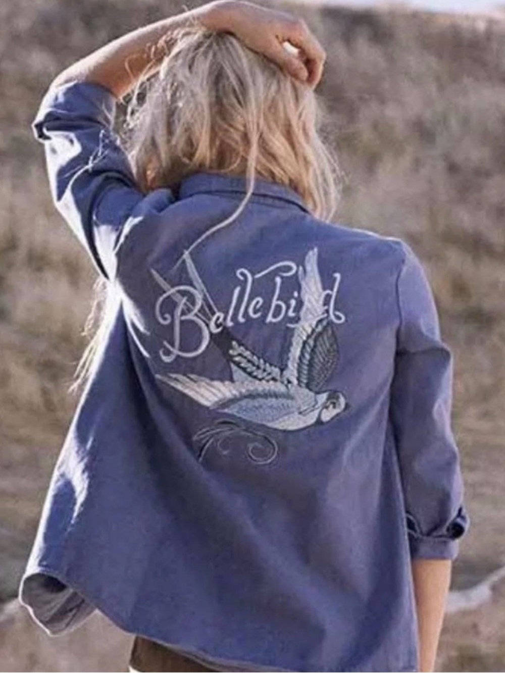 Spell Bellebird Embroidered Chambray Shirt Jacket Large